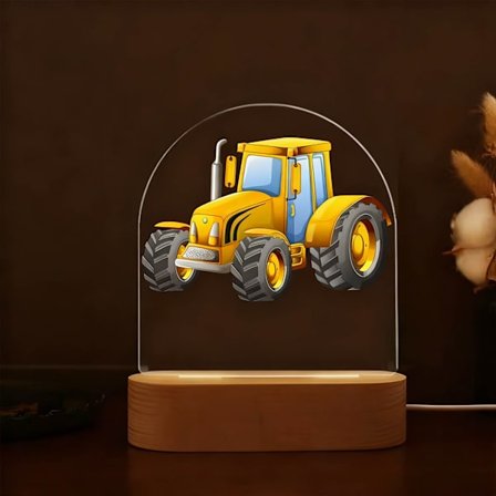 Gul Traktor Nattlampa: Inredning för Barnrum Sänglampa
