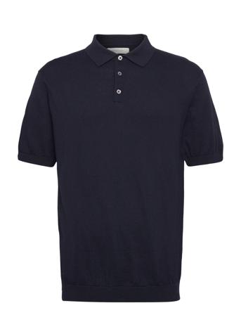 Michael S/S Knitted Polo Shirt Black Bertoni