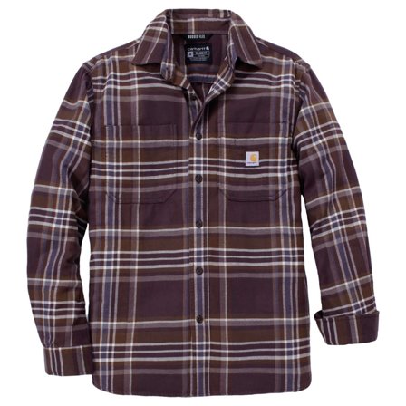 Carhartt 107010BB3-S Flanellskjorte Stretchflanell med trippelsydde sømmer Mørk sepia, Klær