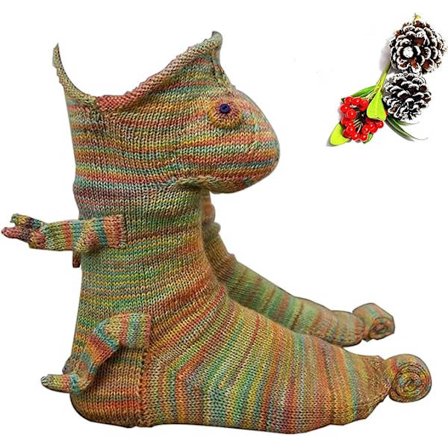 Strikkede kameleon sokker, unisex nyhet hai krokodille form sokker gulv sokker vinter varm tykk strikket myk jul