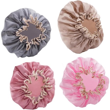 Dusjhette-sett med fire deler og dobbelt lag - Frisørsalong - Dusjhette-trekk - Kjøkkenhette - Rosa - Grå - Brun - Lys rosa - Kvinner baderomsutstyr