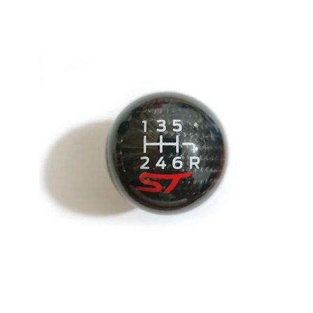 Ny Real Kolfiber ST Racing 6 Växlad Växelspaksknopp För Ford Focus ST RS Fiesta ST