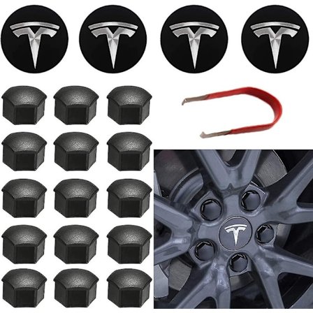För Tesla Hjulnavkåpa Kit Centrumkåpa Set Hjulmutter Skydd Centrum Modifiering Skydd För Model Y Model 3 Model S Model X