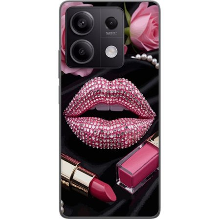 Kompatibel Mobilcover til Xiaomi Xiaomi Redmi Note 13 Roze lippen diamanten make-up glitters