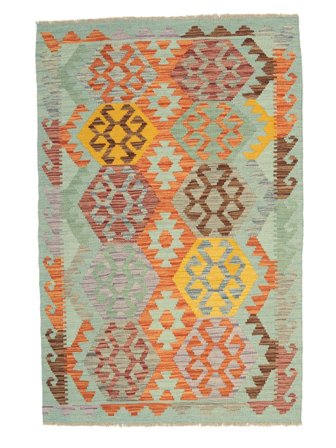 Kilim Afghan Old Style Rug Hand Woven 101X154 Green/Brown Afghanistan