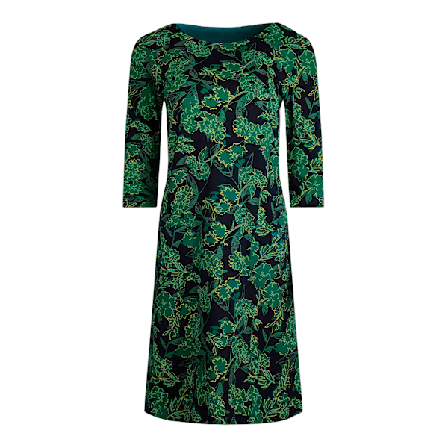 Weird Fish Starshine Leaf Print Jersey Klänning för Kvinnor Night Blue 8 UK