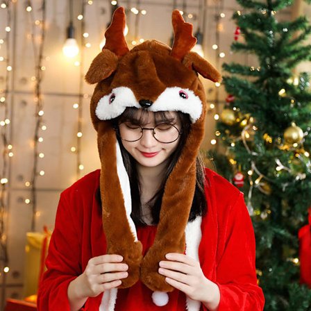 Elg Hat Sjov Plys Elg Hatte Øre Bevægelige Springende Hat Plys Elg Hat