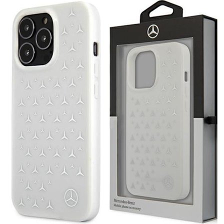 Mercedes MEHCP13LESPWH iPhone 13 Pro / 13 6.1 hvit/hvit hardt deksel Silver Stars Pattern