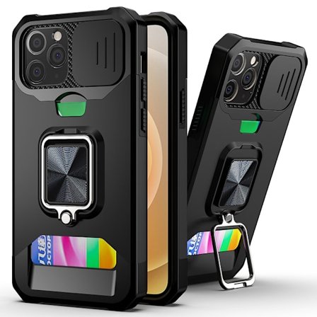 IPhone 12- 12 Pro smartphone case with card holder - Black