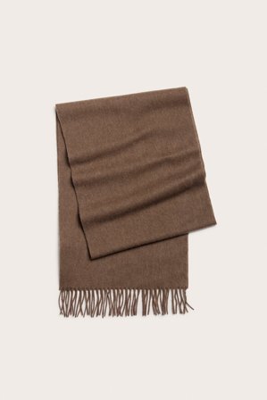 Kappahl | Skjerf i ull med frynser | Brunmelert