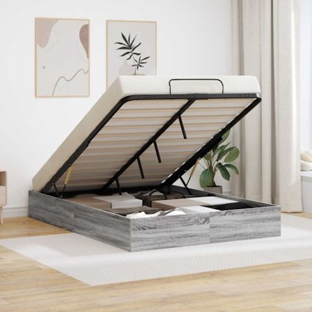 Ottoman Sängram Grå Sonoma 193 x 120 x 25 cm Spånskiva