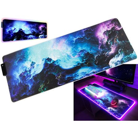 Gaming Musematte med RGB LED-lys - 80x30cm – Havbølger