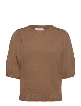 Delacr Knit Blouse Pullover Striktrøje Brun Cream