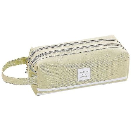 Etui til blyanter - Etui til studerende - Etui til piger - Stort dobbeltlags etui (grøn)