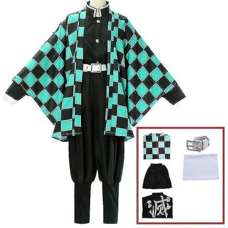 Demon Slayer Kimetsu No Yaiba Tanjirou Kamado Cosplay kostym Kimono Halloween Anime Uniform Set för vuxna barn_nn 7 piece set 120 7 piece set 150