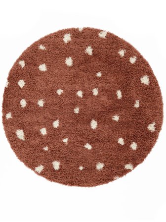Puntini Tappeto Bambini Peloso Piccolo Polly - Rosso Ruggine/Bianco Sporco Ø 150