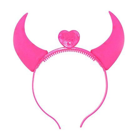 LED-lysende blinkende djevelhorn pannebånd Glødende djevelhorn LED-kostyme pannebånd (rosa)