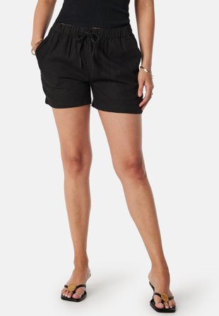 ONLY Onlcaro Linen Pull-Up Shorts Black Klær