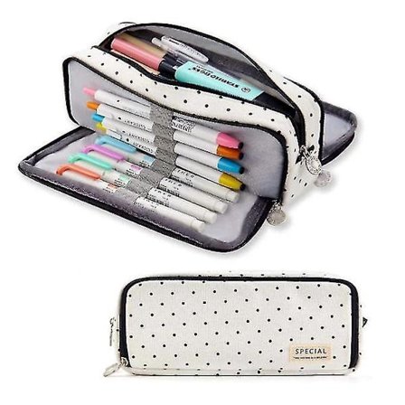 Large Capacity Pencil Case 3 Compartment Pouch Pen Bag