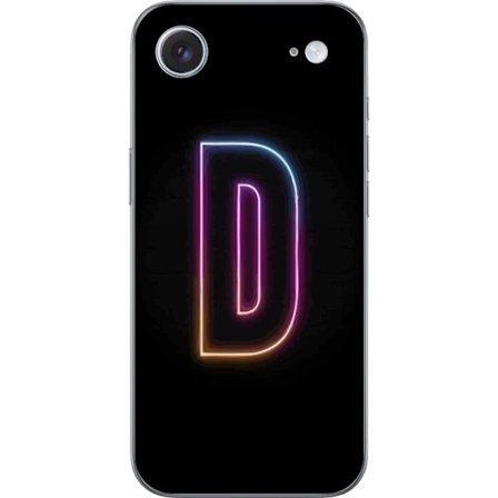 Kompatibel Mobilcover til Apple Apple iPhone 17 Air Minimalistisk neonbogstav D i farveskiftende lys mod sort baggrund i moderne digital design
