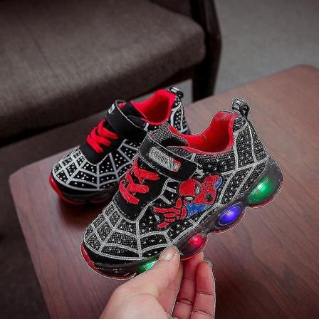 Børnesportsko Spiderman Lysende Sneakers Børn Led Lysende Sko Til Drenge black 29