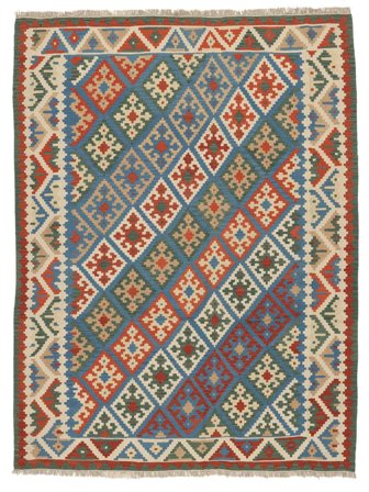 262X348 Tapis D'orient Kilim Ghashghaï Orange/Noir Grand ( Perse/Iran)