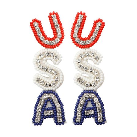 Patriotiske USA Bogstav Øreringe med Frøperler Rød/Hvid/Blå Amerikansk Uafhængighedsdag Dingle Øreringe til Kvinder Piger
