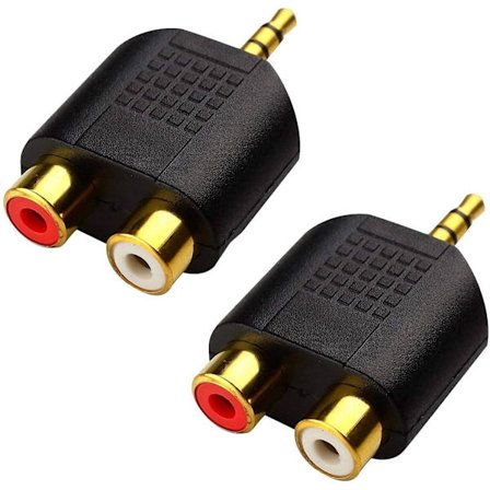 2 kpl 3,5 mm RCA-ääniliitinsovitin kaiutin Mp3-soitin 1-drag-2 Stereo