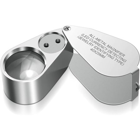 Juvelerars Förstoringsglas, 40x Förstoring, Tillverkad Av Metall, Vikbart Förstoringsglas