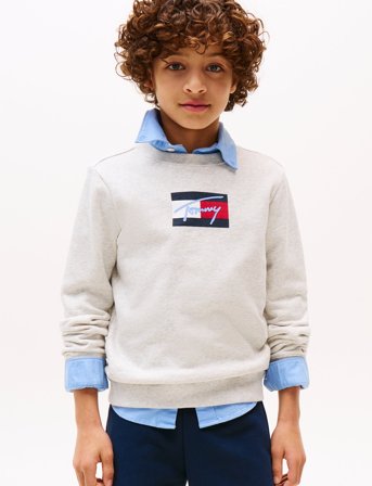 Tommy Hilfiger Tommy Script Flag Sweatshirt - Grey - 128