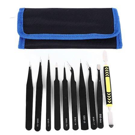 10 STK sæt Craft pincet sæt rustfrit stål spids albue lodning pincet sæt med opbevaringspose