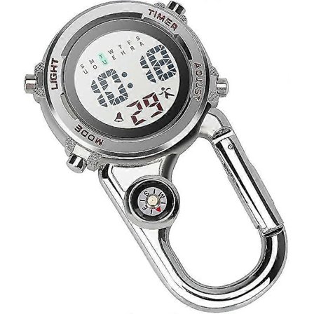karabinhage ur digitalt clip-on quartz ur multifunktionel karabinhage fob ur lysende urskive kompas karabinhage ur med kompas rød