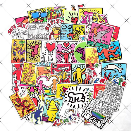 50 kpl/pakkaus Keith Haring -tarroja Vedenkestäviä Tarroja Kannettavalle Tietokoneelle, Rullalaudalle, Matkalaukulle, Kitaralle