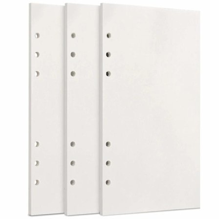 A6 Refill Papir, 3-pakning 100GSM tykt refillpapir 6, 60 ark (120 sider) for 6-rings perm Journal Notebook-Blankt papir