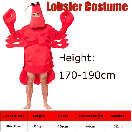 Reker Unisex-kostyme Unisex-krabbekostyme Voksen Hummermann Cosplay Halloween sjømatkostyme 2022 Ny ankomst Red