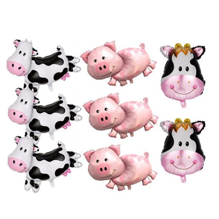 8 ST Lantdjursballonger Walking Cow Folieballonger Gris