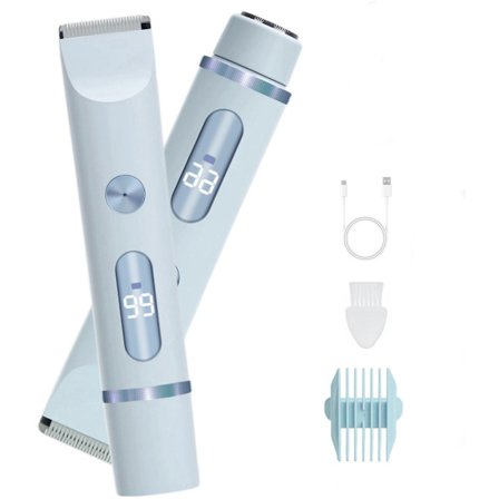 2 i 1 Lady Shaver til Kvinder, Elektrisk Barbermaskine, Bikini Trimmer, Vandtæt, Epilator, Trimmer til Kvinder, Med Digital Display - Blå