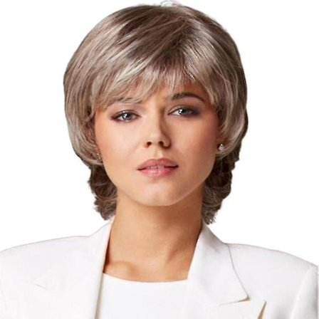 Dam Ombre Naturligt Kort Peruk Fluffig Lockig