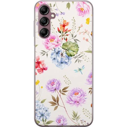 Kompatibel Mobilcover til Samsung Samsung Galaxy A14 5G Blomstret mønster med håndmalede blomster, sommerfugle og insekter i romantisk skandinavisk