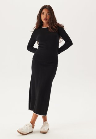 Happy Holly-Viscose Contrast Knitted Skirt-48/50