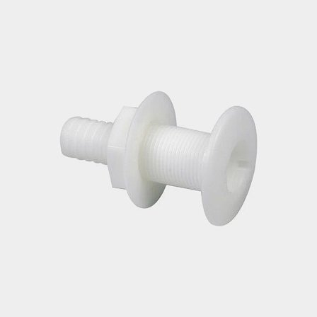 Passascafo per tubo TMC, PVC, dritto, bombato, 1 1/2" G (BSP) per tubo da 38 mm (1 1/2"), bianco