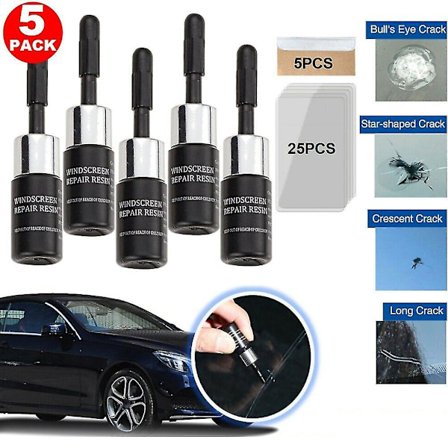 5-pack Auto Glass Nano Repair Fluid Car Windshield Resin Crack Tool Kit