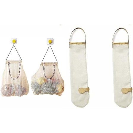 Hängande nätpåse, förvaringspåsar för kök, potatis, lök, vitlök