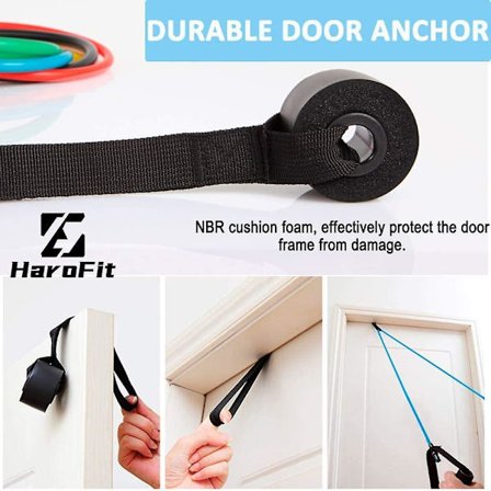 Enkel motståndsband med handtag - Träningsband träningsband viktband för sjukgymnastik, motståndsträning, hemmaträning, dörr A