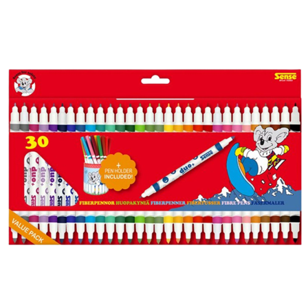 SENSE Fiberpennor med dubbelspets 30-pack Skapa & pyssla ONESIZE