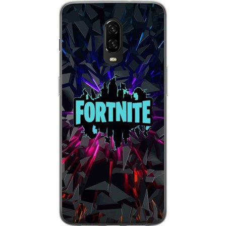 Kompatibel Mobilcover til OnePlus OnePlus 6T Spilinspireret abstrakt logo design med eksplosive former, neonlys og dynamisk energi til moderne spiller