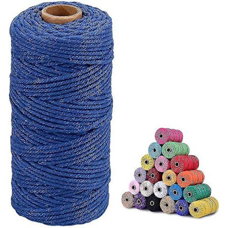 3mm Makrameenaru, yhteensopiva käsitöihin, 100 m beige puuvillamakrameenaru, sopii seinävaatteisiin, kasvien ripustamiseen, neulontaan. 3 mm x 100 m. 