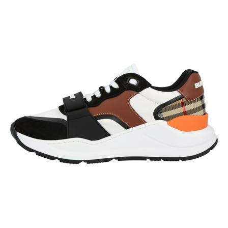 Burberry Burberry men ramsey sneakers in black and archive beige leather mix svart, Herr, Herr, Storlek: 42 EU