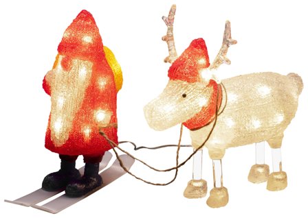 Konstsmide 6239-103 Dekorationsbelysning tomte med ren, akryl, 40 LED, Belysning