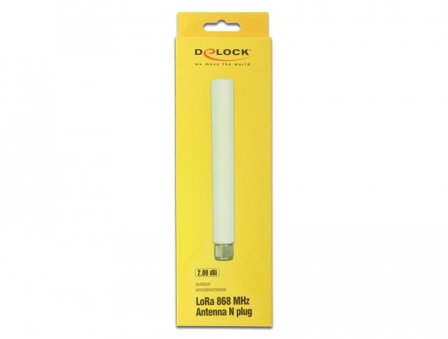 Delock LoRa 868 MHz Antenna N plug 2.09 dBi omnidirectional fixed outdoor white